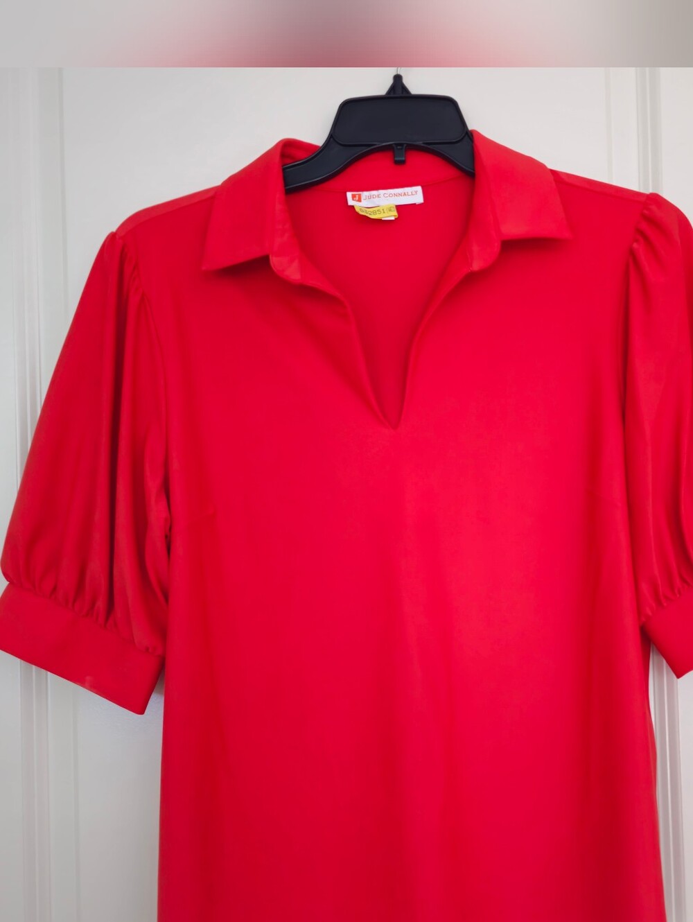 EUC - Jude Connally Red Split Neck Top - Size Large